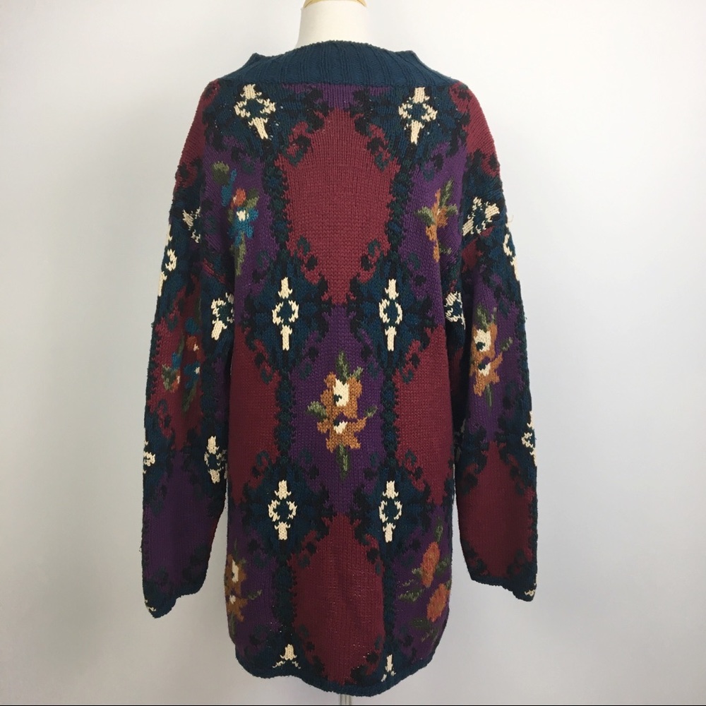 vintage hand knit multicolor sweater tunic dress - Picture 7 of 9